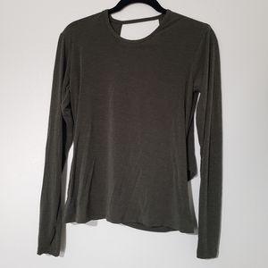 $5 WHEN BUNDLED 🍇ALL IN MOTION Open-Back Long Sleeve Workout Top Olive Green XS
